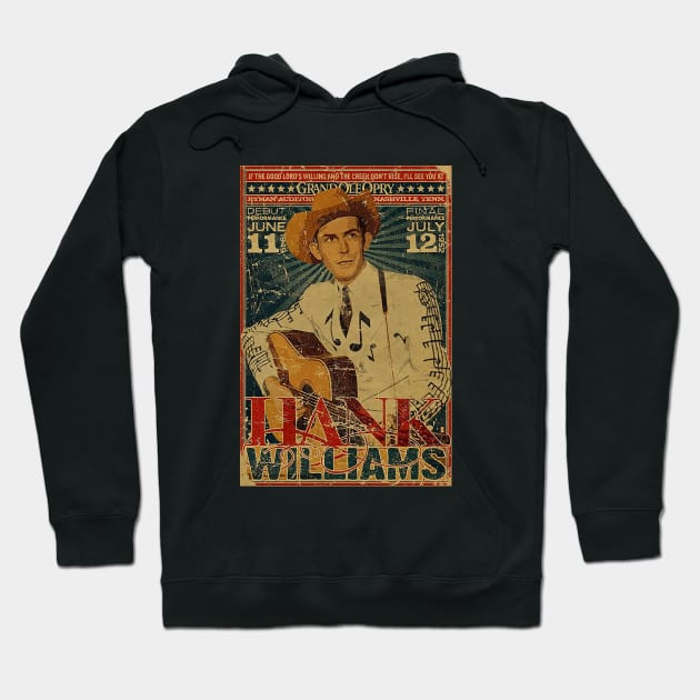 Vintage Poster Hank Williams Hoodie by Sentra Coffee